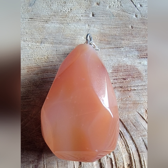 Vintage Jewelry - Vintage Apricote Agate Pendant On 925 Sterling Silver Bale